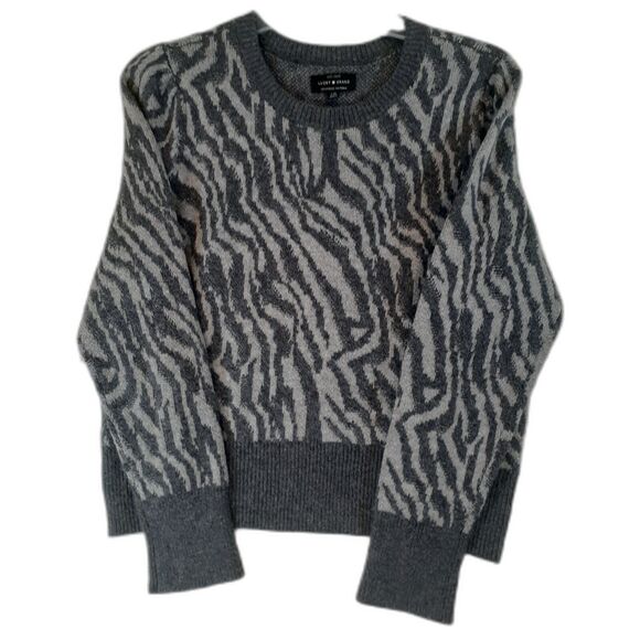 Lucky Brand Retro Gray Zebra Stipe Cropped Sweater Women's Large - Picture 1 of 9
